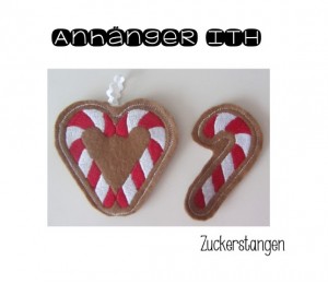 Anhänger ITH - Zuckerstangen  Gingerbread Christmas